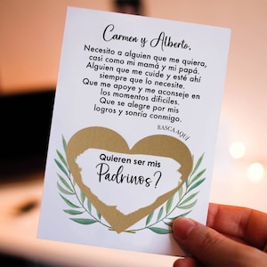 Spanish Godparents Padrinos Proposal Scratch Off Card - Padrinos Card - Quieren ser mis padrinos? Card with Metallic Envelope