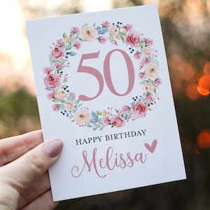 50th Birthday Card, Friend Birthday Card, Personalized with Name, 50th Birthday Card Customized, Fifty Birthday Card, Fiftieth Birthday