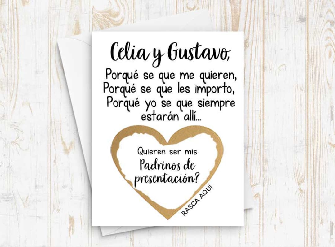 Spanish Padrinos PADRINOS DE PRESENTACION Tarjeta Rasca y gana Padrinos  Card ¿Quieren ser mis padrinos de presentacion? Tarjeta México