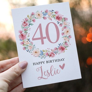 40th Birthday Card, Friend Birthday Card, Personalized with Name, 40th Birthday Card Customized, Forty Birthday Card, Fortieth Birthday