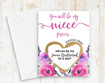 Junior Bridesmaid Proposal for Niece - Scratch off junior bridesmaid card - You will be my niece forever card - will you be my jr bridesmaid