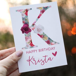 Custom Birthday Card, Personalized Birthday Card, Cute Birthday Card Personalized with Name, Birthday Card With Name, For friend, Monogram