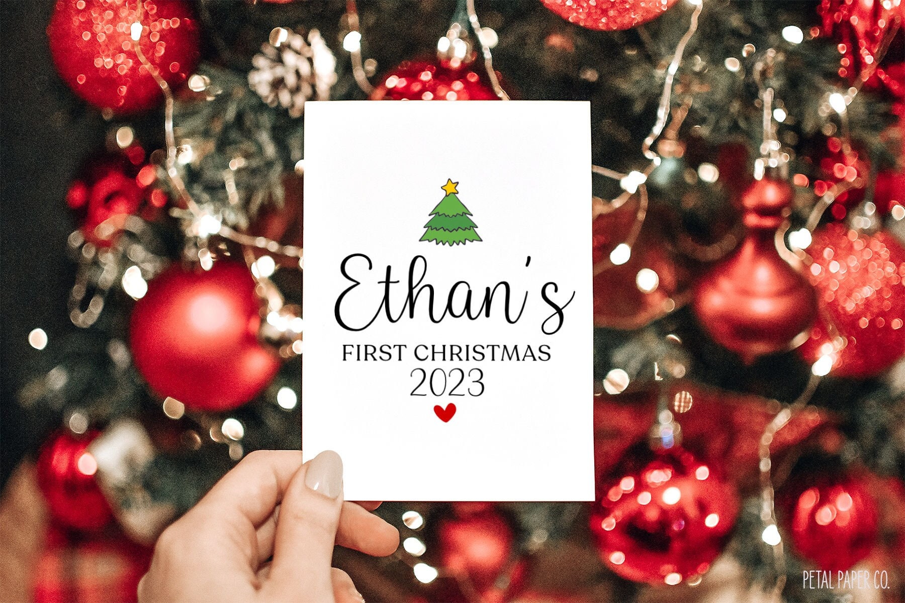 Baby First Christmas Card, Christmas Print Card, Holiday Card