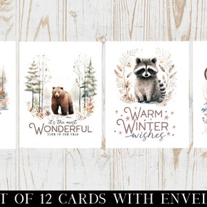 Woodland Christmas Cards, Set of 12 Christmas Cards, Winter Note Cards, Christmas 2025, Bulk Christmas Cards, Woodland Winter Card pack