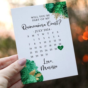 Will you be part of my Quinceañera Court? Calendar Quinceañera Court Proposal Card, Quinceañera save the date, cards for Quinceañera Court