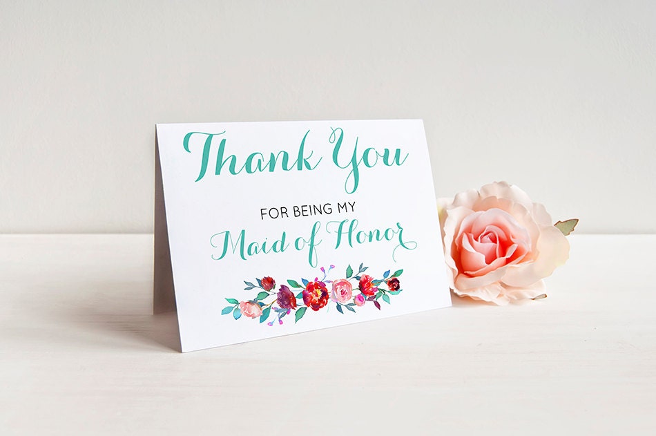 Thank You for being my maid of honor Greeting Card Note Card | Etsy