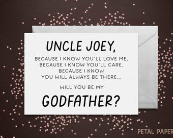 Personalized Will you be my Godfather? Card - Godmother Godparents Godfather Asking card with Metallic Envelope