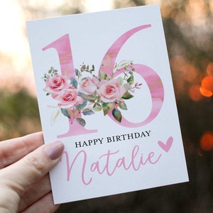 16th Birthday Card, Friend Birthday Card, Personalized with Name, 16th Birthday Card Customized, Sweet Sixteen Birthday Card, 16th Bday