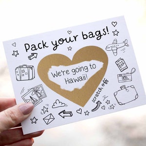 Pack Your Bags Surprise Travel Card Scratch Off Card, Surprise Vacation Card, We're Going on a Trip, Vacation Gift Scratch off Surprise