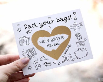 Pack Your Bags Surprise Travel Card Scratch Off Card, Surprise Vacation Card, We're Going on a Trip, Vacation Gift Scratch off Surprise