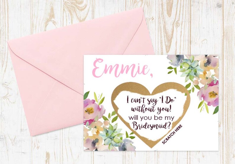 Maid of Honor Card with Metallic Envelope 4 OR MORE Cards Bridesmaid Proposal Cards Scratch Off Will You Be My Bridesmaid Card Set