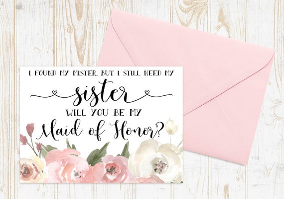 Maid of hotsell honor sister proposal
