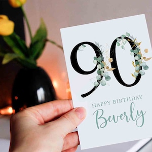 90th Birthday Card, Friend Birthday Card, Personalized with Name, 90th Birthday Card Customized, Ninety Birthday Card, Nintieth Birthday