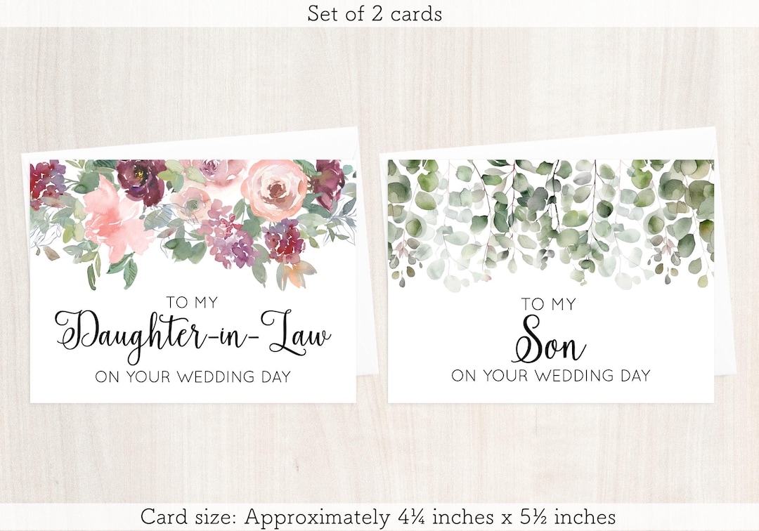 Son and Daughter in Law Wedding Day Cards Bundle, Set of 2, to My Son
