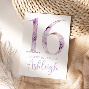 16th Birthday Card, Friend Birthday Card, Personalized with Name, 16th Birthday Card Customized, Sweet Sixteen Birthday Card, 16th Bday