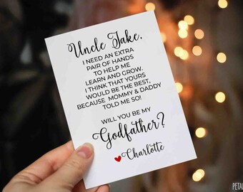 Personalized Will you be my Godfather? Card - Godmother Godparents Godfather Asking card with Metallic Envelope