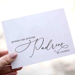 Tarjeta de Propuesta PADRINO DE COJINES - Tarjeta Padrino de Cojines - ¿Quieres ser nuestro Padrino de Cojines? Tarjeta padrino de cojines español