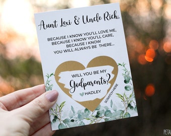 Will You Be My Godparents Scratch Off Card, Godmother Card, Will you be my godmother, godfather, godparents, Godmother Proposal Card