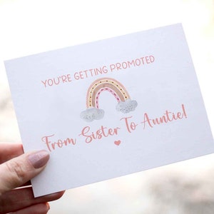 Pregnancy Reveal To Sister - You&#39;re Getting Promoted From Sister to Auntie, Auntie Reveal, We&#39;re Expecting, Pregnancy Reveal Card for Sister
