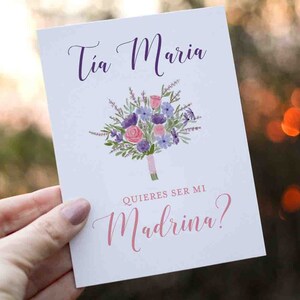 SPANISH Godmother Madrina Proposal Card - Madrina Card - Quieres ser mi Madrina? Personalized Card with Metallic Envelope
