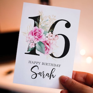 16th Birthday Card, Friend Birthday Card, Personalized with Name, 16th Birthday Card Customized, Sweet Sixteen Birthday Card, 16th Bday