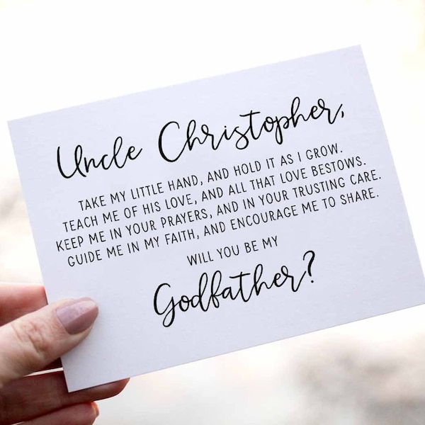 Personalized Will you be my Godfather? Card - Godmother Godparents Godfather Asking card with Metallic Envelope