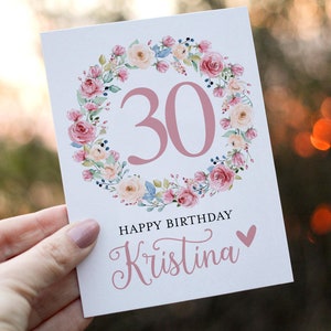 30th Birthday Card, Friend Birthday Card, Personalized with Name, 30th Birthday Card Customized, Thirty Birthday Card, Thirtieth For Her