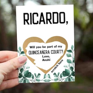 Will you be part of my Quinceañera Court? Scratch Off Quinceañera Court Proposal Card, Quinceañera Scratch off, cards for Quinceañera Court