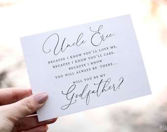 Personalized Will you be my Godfather? Card - Godmother Godparents Godfather Asking card with Metallic Envelope