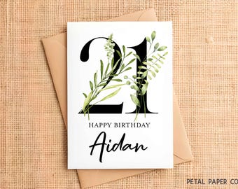 21st Birthday Card, Friend Birthday Card, Personalized with Name, 21st Birthday Card Customized, Twenty one Birthday Card, 21st Bday