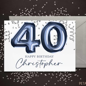 40th Birthday Card, Friend Birthday Card, Personalized with Name, 40 Birthday Card Customized, Forty Birthday Card, Fortieth Birthday