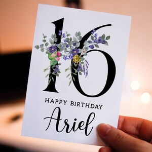 16th Birthday Card, Friend Birthday Card, Personalized with Name, 16th Birthday Card Customized, Sweet Sixteen Birthday Card, 16th Bday