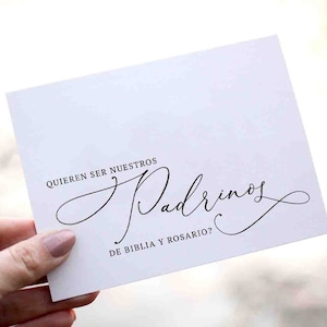 Tarjeta de propuesta PADRINOS DE BIBLIA y Rosario - Tarjeta Padrinos - ¿Quieren ser nuestros padrinos de Bibia y Rosario? Tarjeta Padrinos Españoles