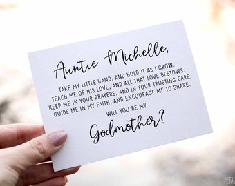 Personalized Will you be my Godmother? Card - Godmother Godparents Godfather Asking card with Metallic Envelope