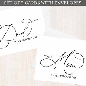 Wedding Day Cards Bundle, Set of 2, To My Mom Card, To My Dad Card, Mother of the Bride Card, Father of the Bride Card, Mother of the Bride