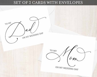 Wedding Day Cards Bundle, Set of 2, To My Mom Card, To My Dad Card, Mother of the Bride Card, Father of the Bride Card, Mother of the Bride