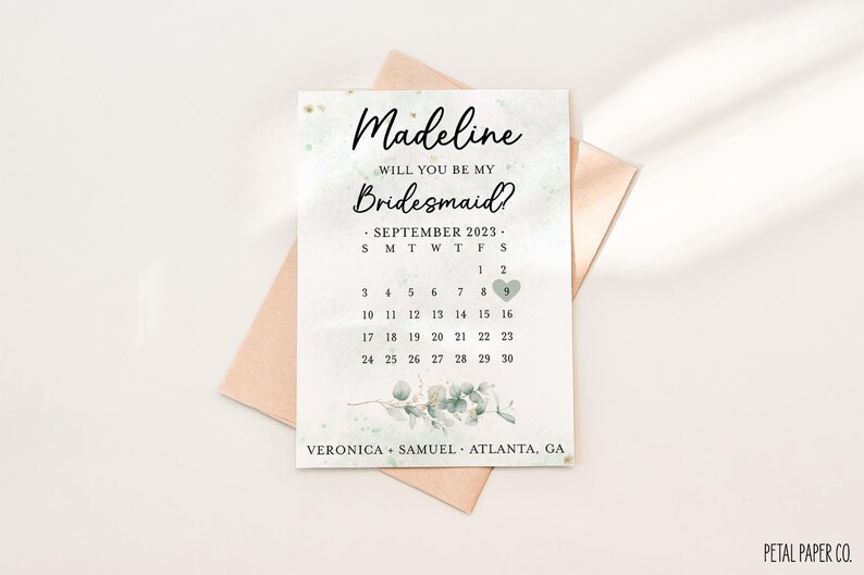Bridesmaid Proposal Calendar, Save The Date, Bridesmaid Calendar Card, Will you be my Bridesmaid wedding date card for bridesmaid box image 2