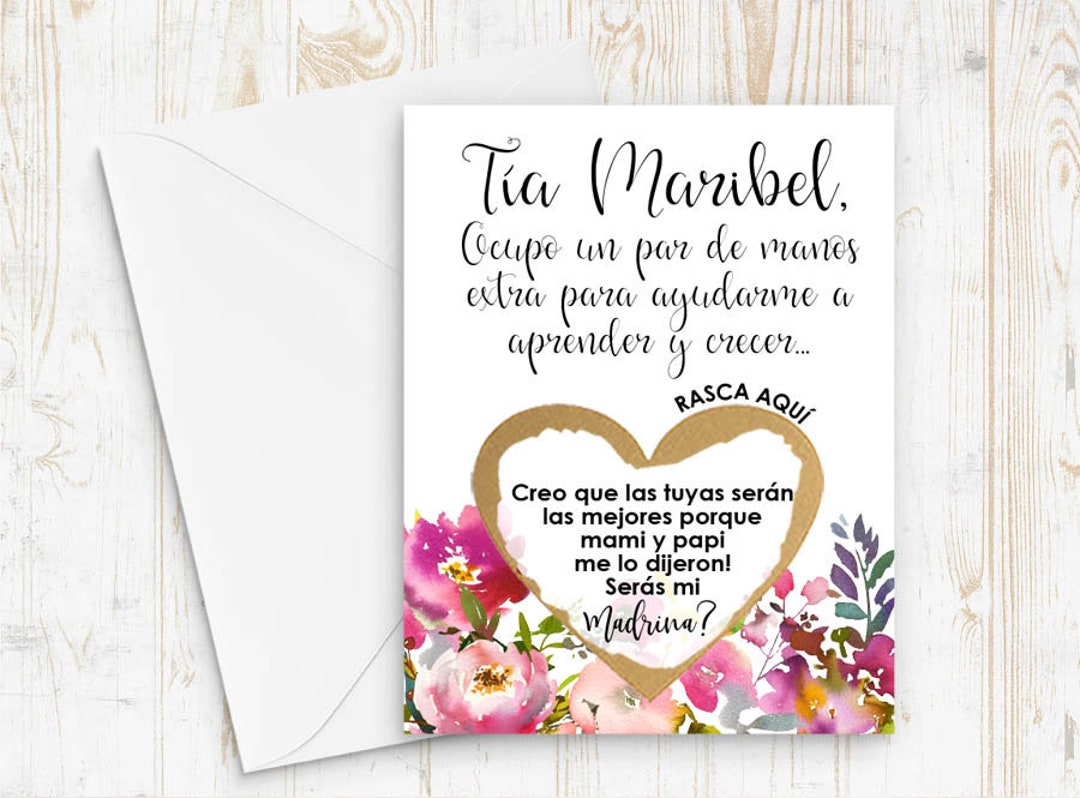 Spanish Godmother Madrina Proposal Scratch off Card Madrina Card Seras Mi Madrina Card With
