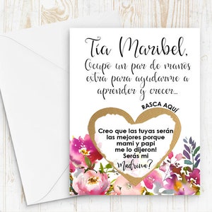 Spanish Godmother Madrina Proposal Scratch Off Card - Madrina Card - Seras mi madrina? Card with Metallic Envelope