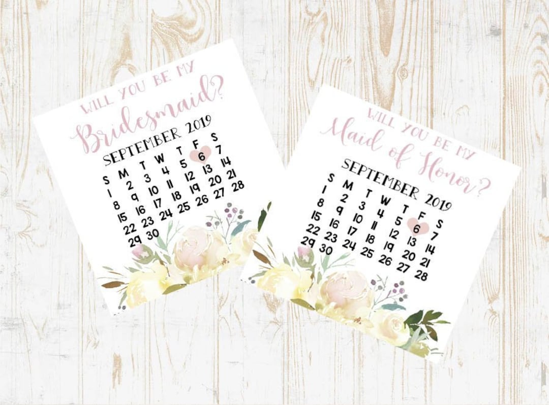 bridesmaid-box-calendar-save-the-date-bridesmaid-proposal-calendar-card-will-you-be-my-bridesmaid-floral-bridesmaid-wedding-date-card-etsy