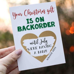 Funny Christmas Pregnancy Announcement Scratch Off Your Christmas Gift Is On Backorder Card - Funny Christmas Pregnancy Announcements