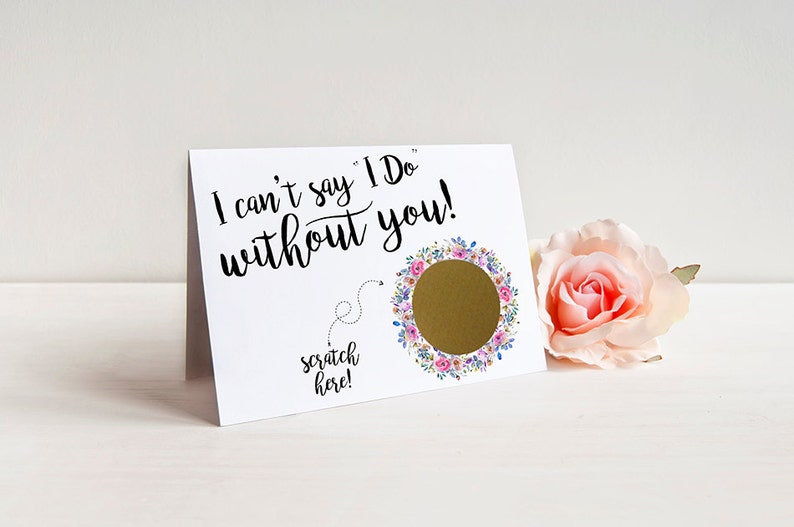 Scratch Off I can't say I Do without you Bridesmaid Proposal Card Maid of Honor, Bridesmaid Ask Card with Metallic Envelope image 2