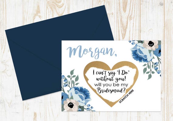 Be My Bridesmaid and Maid of Honor Scratch Offs with Envelopes