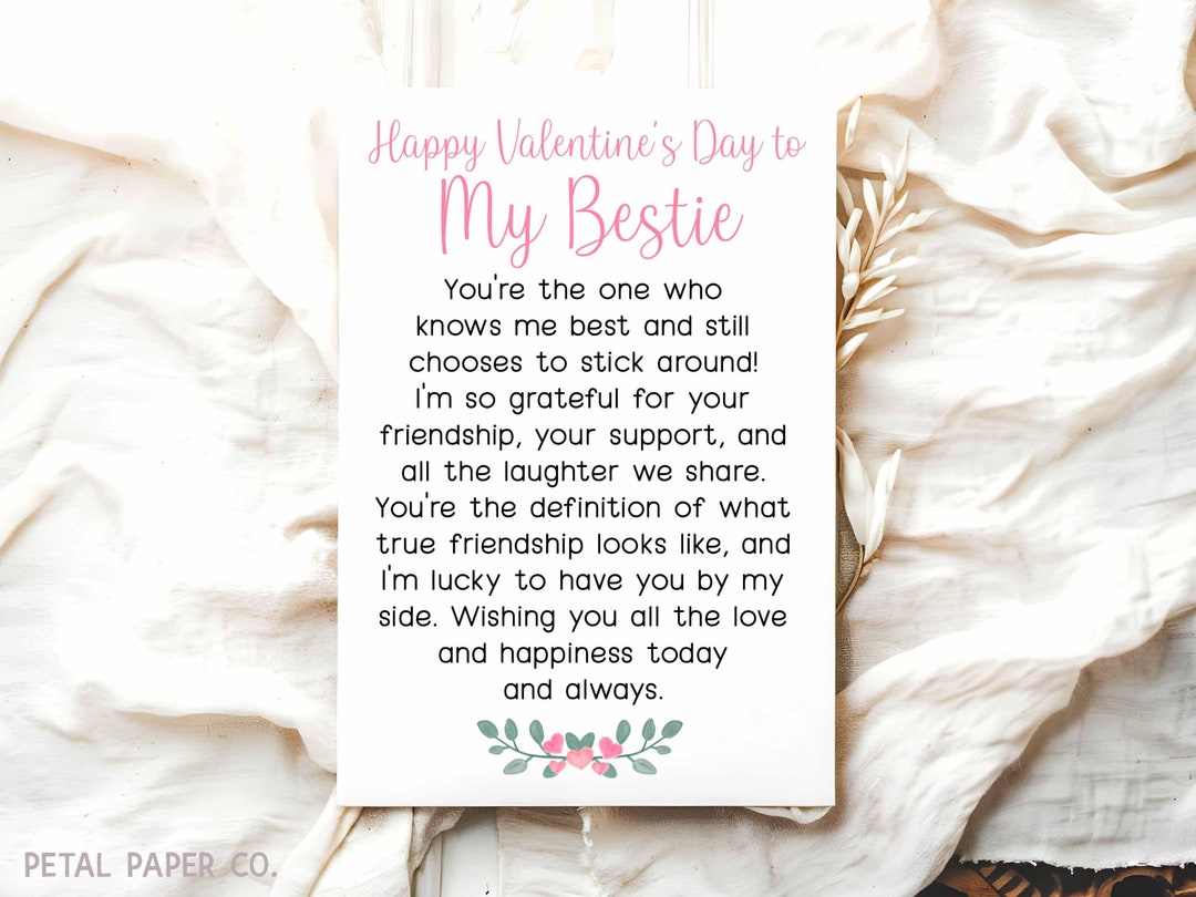 Valentines Day Card, to Best Friend on Valentine's Day, Bestie Card ...