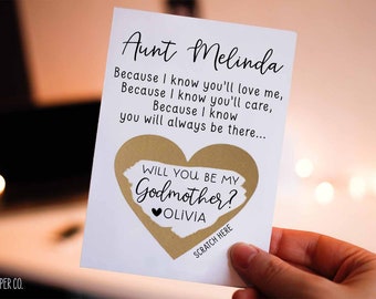 Will You Be My Godparents Scratch Off Card, Godmother Card, Will you be my godmother, godfather, godparents, Godmother Proposal Card