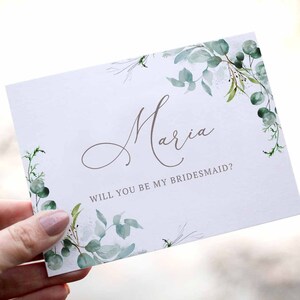 Eucalyptus Bridesmaid Proposal Cards Will you be my Bridesmaid? Personalized Card - Maid of Honor, Matron of Honor, Bridesmaid Card Greenery