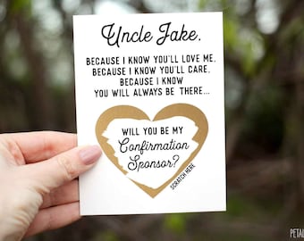 CONFIRMATION SPONSOR Proposal Card, Will you be my confirmation sponsor, Personalized Confirmation Sponsor Asking card, Confirmation sponsor