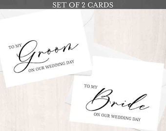 SET OF 2 To my bride on our wedding day, To my groom on our wedding day Cards - bride and groom Cards - Wedding Day Cards - spouse cards