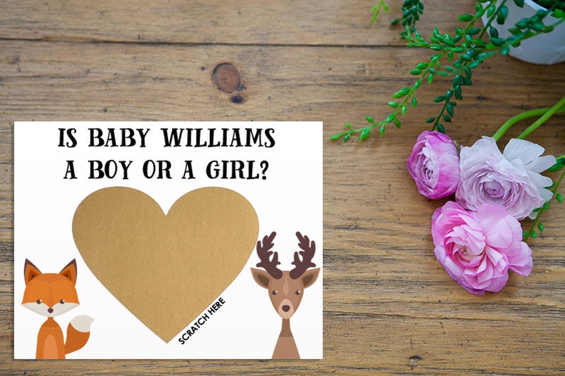 Scratch Off Gender Reveal Personalized Baby Boy or Girl Card Pregnancy Announcement Gender Reveal with Metallic Envelope