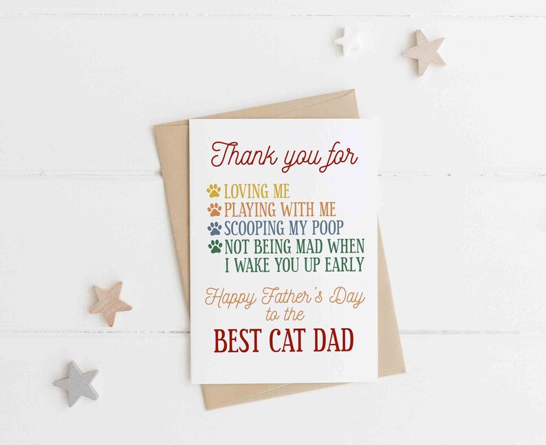 Cat Dad Card, Pet Father's Day Card, Fur Dad Card, Pawther's Day Card, Pawther's Day Gift, Card from Cats, Fathers day card from the cat image 1